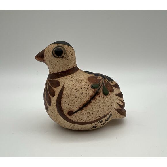 Tonala Mexican Pottery Hand Painted Bird Figurine 3” Folk Art Signed - Picture 4 of 10